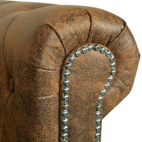  Dwuosobowa sofa Chesterfield ze sztucznej skóry, brązowa