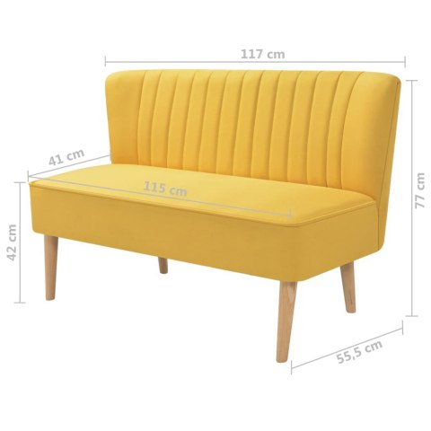  Sofa 117x55,5x77 cm, żółty materiał