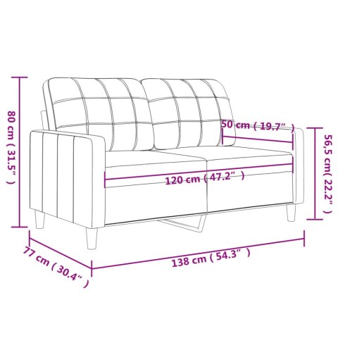  Sofa 2-osobowa, jasnoszara, 120 cm, tapicerowana tkaniną