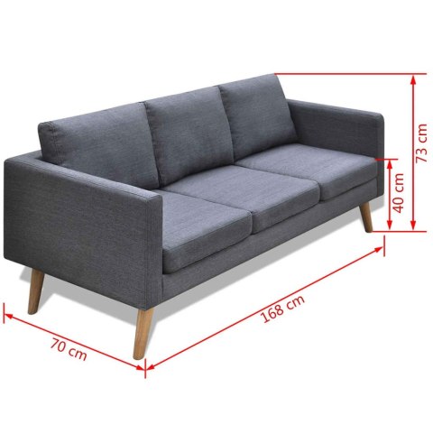  Sofa 3-osobowa, materiałowa, ciemnoszara