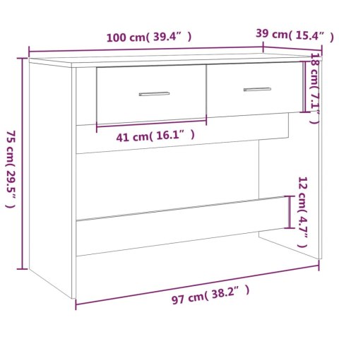  Stolik konsolowy, biały, 100x39x75 cm, materiał drewnopochodny