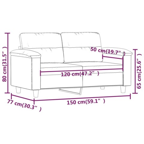  2-osobowa sofa, szary, 120 cm, sztuczna skóra