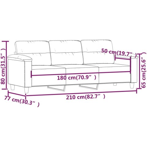  3-osobowa sofa, jasnoszary, 180 cm, tapicerowana mikrofibrą