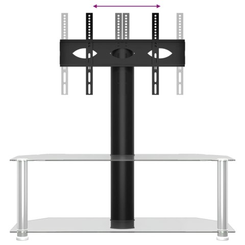  Narożny stojak na TV 32-70 cali, 2-poziomowy, czarno-srebrny