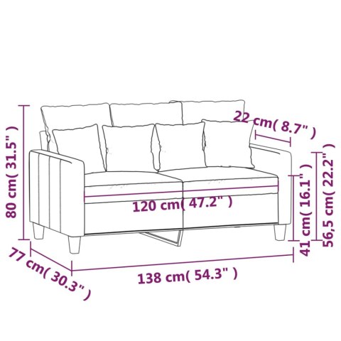  Sofa 2-osobowa, winna czerwień, 120 cm, tapicerowana tkaniną