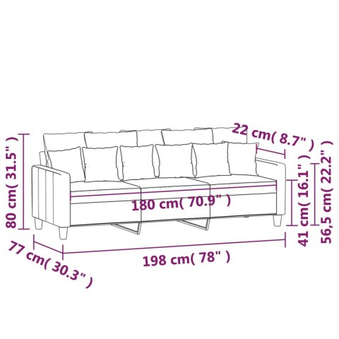  Sofa 3-osobowa, brązowa, 180 cm, tapicerowana tkaniną