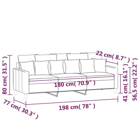  Sofa 3-osobowa, niebieski, 180 cm, tapicerowana aksamitem