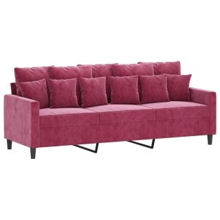  Sofa 3-osobowa, winna czerwień, 180 cm, obita aksamitem