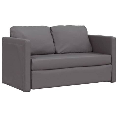  Sofa podłogowa 2-w-1, szara, 112x174x55 cm, sztuczna skóra