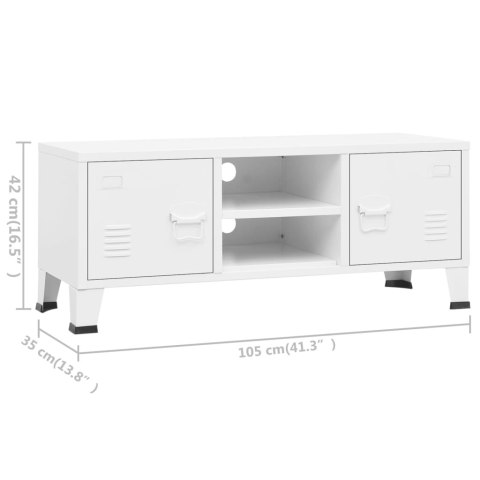  Industrialna szafka pod TV, biała, 105x35x42 cm, metalowa