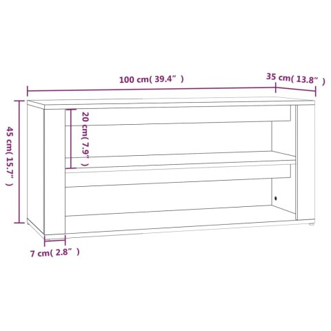  Półka na buty, dąb sonoma, 100x35x45cm, materiał drewnopochodny