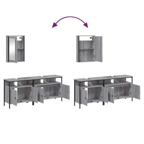  3-częściowy zestaw mebli łazienkowych, szary dąb sonoma