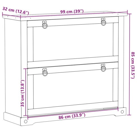  Szafka na buty Corona, 99x32x85 cm, lite drewno sosnowe