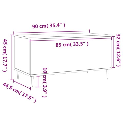  Stolik kawowy, czarny, 90x44,5x45 cm, materiał drewnopochodny