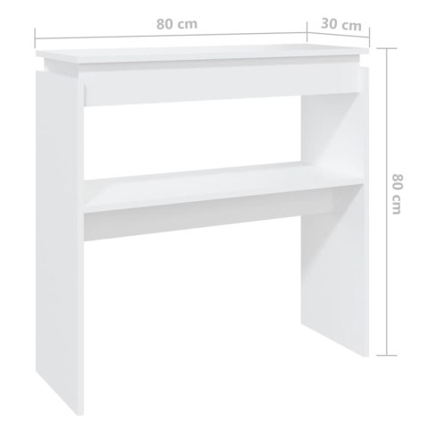  Stolik konsolowy, biały, 80x30x80 cm, materiał drewnopochodny