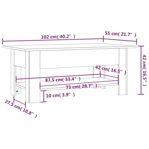  Stolik kawowy, dąb sonoma, 102x55x42, materiał drewnopochodny