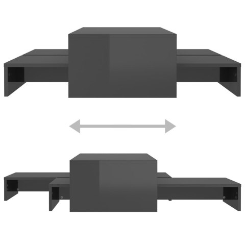  Wsuwane stoliki kawowe, szare z połyskiem, 100x100x26,5 cm