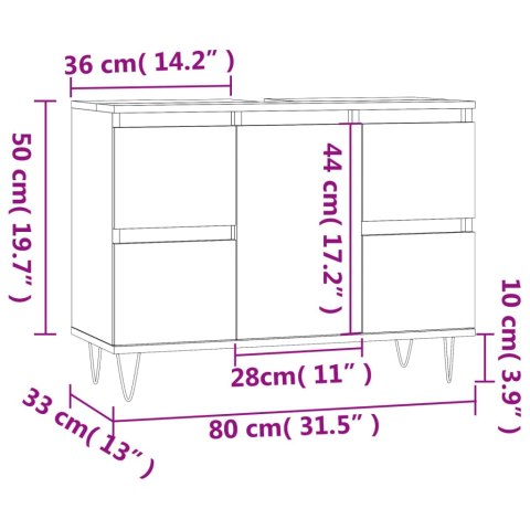  Szafka łazienkowa, biała 80x33x60 cm, materiał drewnopochodny