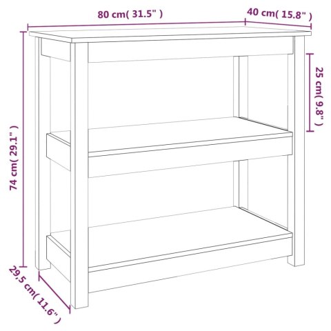  Stolik konsolowy, szary, 80x40x74 cm, lite drewno sosnowe