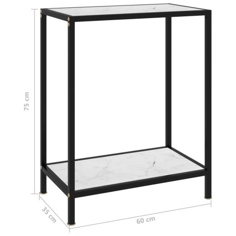  Stolik konsolowy, biały, 60x35x75 cm, szkło hartowane