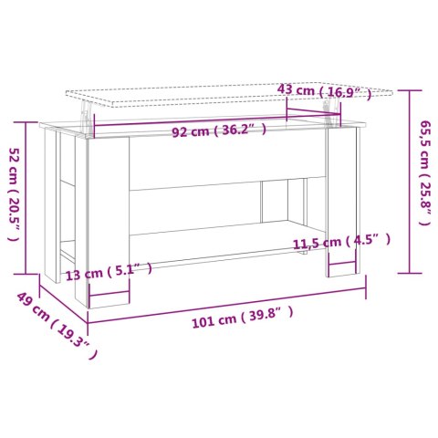  Stolik kawowy, brązowy dąb 101x49x52 cm materiał drewnopochodny