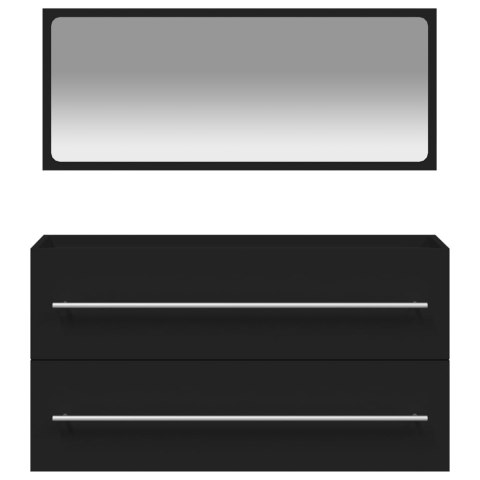  Szafka łazienkowa z lustrem, czarna, materiał drewnopochodny