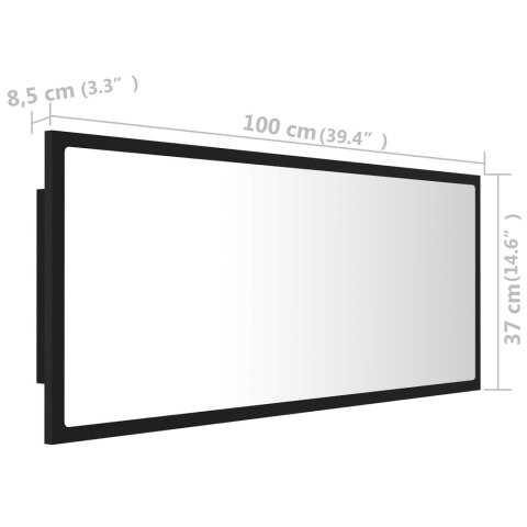  Lustro łazienkowe z LED, czarne, 100x8,5x37 cm, akryl