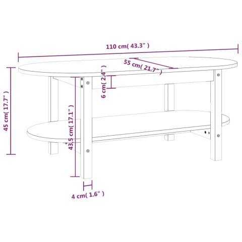  Stolik kawowy, 110x55x45 cm, lite drewno sosnowe