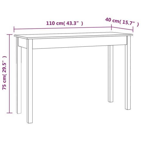  Stolik konsolowy, 110x40x75 cm, lite drewno sosnowe