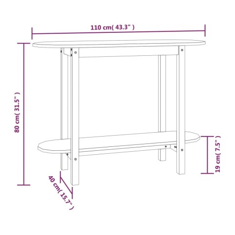  Stolik konsolowy, czarny, 110x40x80 cm, lite drewno sosnowe