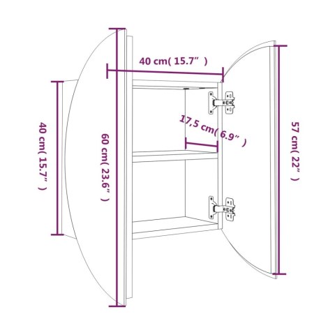  Szafka łazienkowa z lustrem i LED, szary, 40x40x17,5 cm