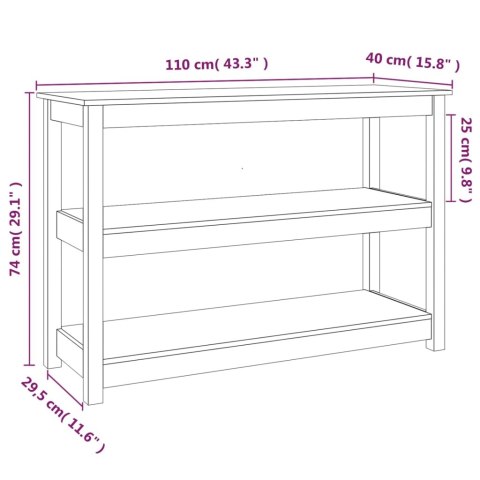  Stolik konsolowy, szary, 110x40x74 cm, lite drewno sosnowe