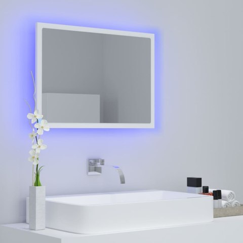  Lustro łazienkowe z LED, białe, 60x8,5x37 cm, akryl