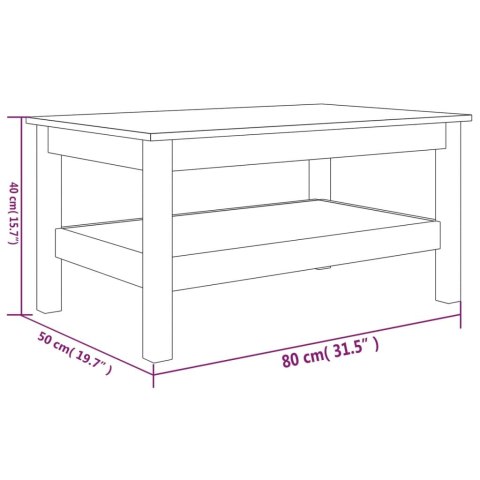  Stolik kawowy, 80x50x40 cm, lite drewno sosnowe