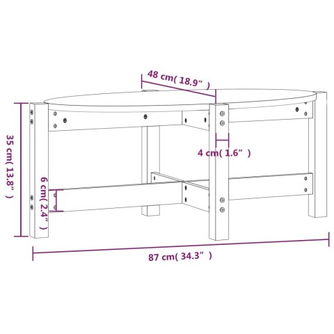  Stolik kawowy, 87x48x35 cm, lite drewno sosnowe