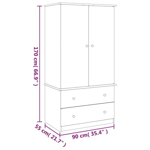  Szafa ALTA, 90x55x170 cm, lite drewno sosnowe