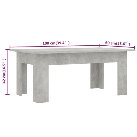  Stolik kawowy, betonowy, 100x60x42 cm, materiał drewnopochodny