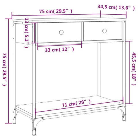  Stolik konsolowy, czarny, 75x34,5x75 cm