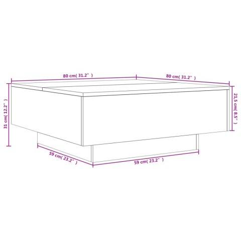  Stolik kawowy, brązowy dąb 80x80x31 cm, materiał drewnopochodny