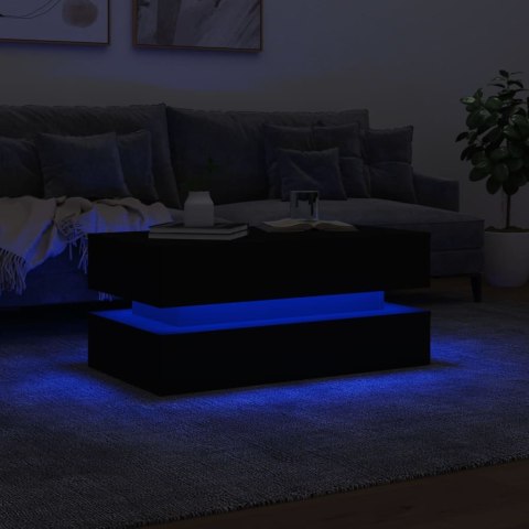  Stolik kawowy z oświetleniem LED, czarny, 90x50x40 cm