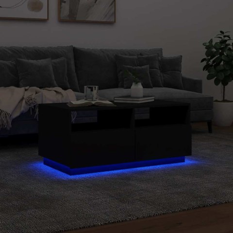  Stolik kawowy z podświetleniem LED, czarny, 90x49x40 cm