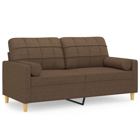  2-osobowa sofa z poduszkami, brązowa, 140 cm, tkanina