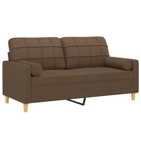  2-osobowa sofa z poduszkami, brązowa, 140 cm, tkanina