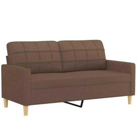  2-osobowa sofa z poduszkami, brązowa, 140 cm, tkanina