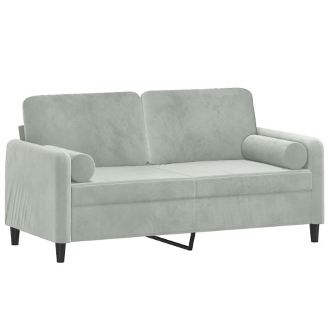  2-osobowa sofa z poduszkami, jasnoszara, 140 cm, aksamit