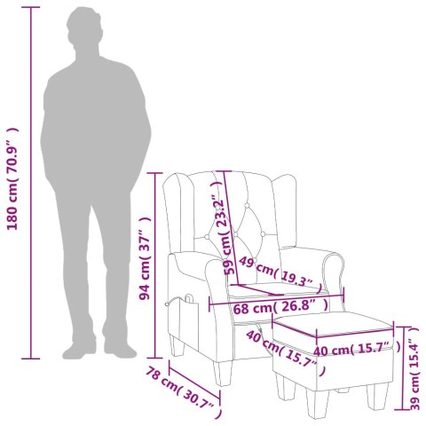 Fotel masujący z podnóżkiem, taupe, obity tkaniną