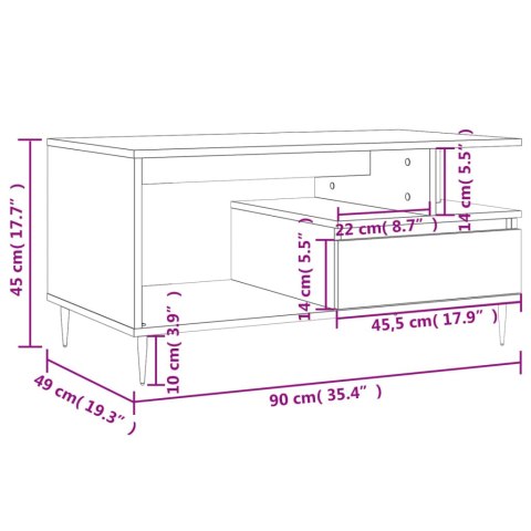  Stolik kawowy, czarny 90x49x45 cm, materiał drewnopochodny