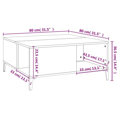  Stolik kawowy, biały 80x80x36,5 cm, materiał drewnopochodny