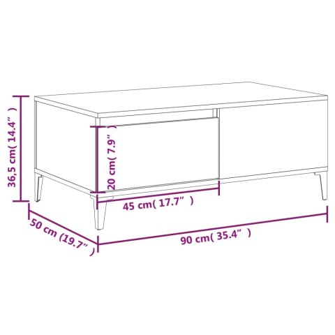  Stolik kawowy, biały 90x50x36,5 cm, materiał drewnopochodny