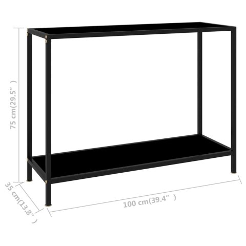  Stolik konsolowy, czarny, 100x35x75 cm, szkło hartowane